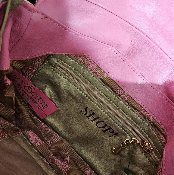 Juicy Couture Pink & Brown Shoulder Bag with Gold Chain Detail - Picture 5 of 5